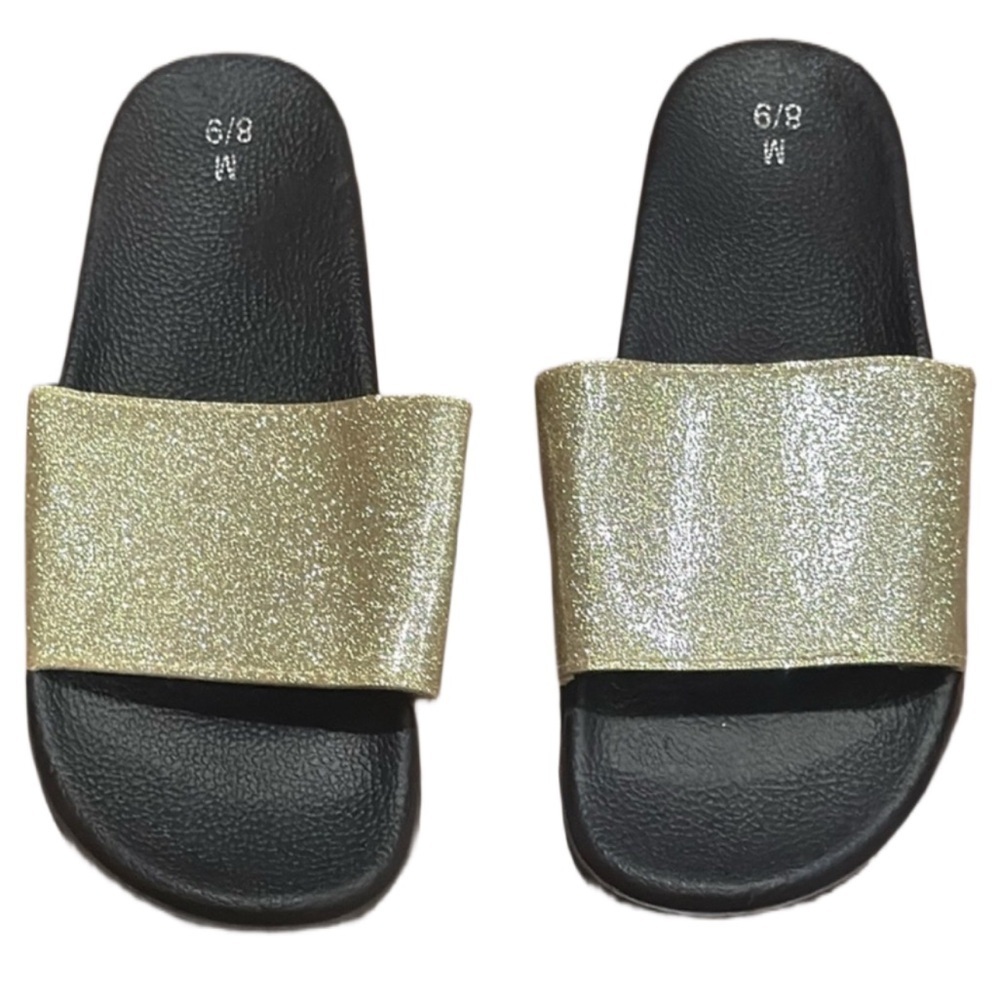Gold Glitter Slide Sandals M Size 8 / Size 9